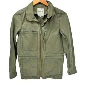 Madewell Fleet Jacket Womens Small Green Utility Field Full Zip Cotton Coastal